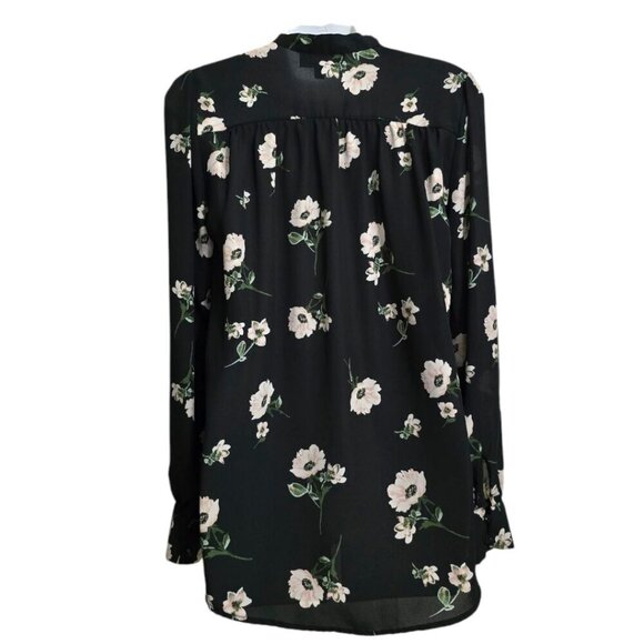 Lulus On the Spot Black Floral Print Button-Up Blouse Sz S - Picture 8 of 11